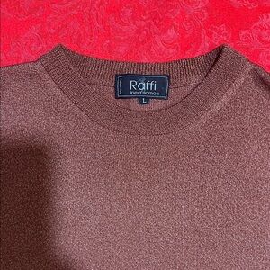 Raffi Men's Crewneck Sweater in Rich Brown Short Sleeve Made in Italy Size L